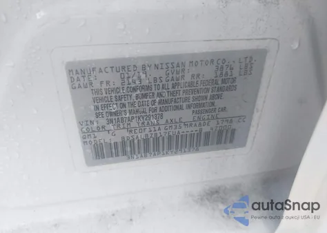 2019 Nissan Sentra S from USA, damaged, VIN 3N1AB7AP1KY291378